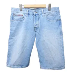 トミー TOMMY JEANS デニム ショートパンツ ハーフパンツ USED加工 32 約L 青 ブルー 系 IBO87 0110