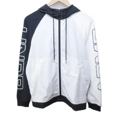 アンダーアーマー UNDER ARMOUR パーカー ブルゾン ロゴプリント 切替 バイカラー ジップアップ M 白黒 ホワイト ブラック IBO87 0110