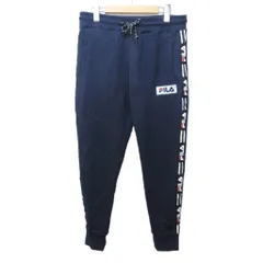 フィラ FILA スウェットパンツ ジョガーパンツ サイドロゴ プリント 刺繍 裾絞り L 紺 ネイビー IBO87 0110