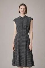 MACKINTOSH LONDON マッキントッシュロンドン ギンガムチェック イレギュラーヘム ロングワンピース ブラック/ホワイト 44 状態良好のサムネイル