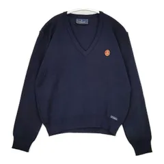 Le Minor フランス製 ウールアクリル Vネック ワッペン付き セーター ニット ネイビー レディース ルミノア【中古】5-1020T∞のサムネイル
