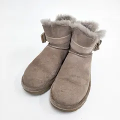 UGG W KARLIE BROOCH スワロフスキー リボン サイズ23cm ムートン ブーツ グレージュ レディース アグ【中古】5-1117T◎