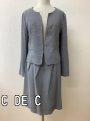 クードシャンス (C DE C) 白とネイビーチェッカー風織柄 スーツ サイズ上下とも40