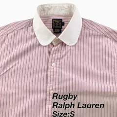 Rugby Ralph Lauren（ラグビーラルフローレン）ラウンドカラーシャツ Size:S クレリック ストライプ（ピンク×バーガンディー×ホワイト）長袖 メンズ