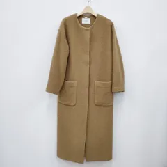 IENA SLOBE 18-020-912-3210-4-0 ノーカラー ロングコート ウール コート 18AW ベージュ レディース イエナ スローブ【中古】3-1226A◎のサムネイル