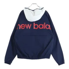 New Balance (ニューバランス) ウインドブレーカー フロントロゴ ジップアップ フーデッドジャケット ホワイト/ネイビー JMJL9504