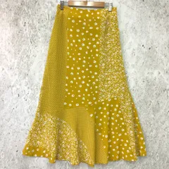 Te chichi TERRASSE テチチテラス パネル柄 ティアード ロングスカート ドット花柄 イエロー Fサイズ 〇□