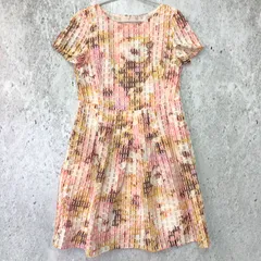PINORE ピノーレ 総柄 半袖 ワンピース ホワイト ピンク オレンジ 38サイズ □〇☆のサムネイル