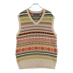 POLO RALPH LAUREN (ポロラルフローレン) フェアアイル柄 コットン カシミヤ Vネック ニット ベスト マルチ