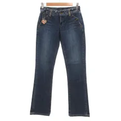 バーバリーブルーレーベル BURBERRY BLUE LABEL デニムパンツ ジーンズ チャーム付き ヴィンテージ加工 ストレッチ 23 インディゴブルー /UO ■GY14