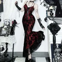 フロッキー加工 配色キャミソールワンピース 秋新作 着回し自在 個性派 セクシー 大人女子 きれいめ ロング丈 レディース ワンピース