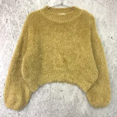 earth music&ecology アースミュージックアンドエコロジー ショート シャギー ニット プルオーバー イエロー Fサイズ ◇〇