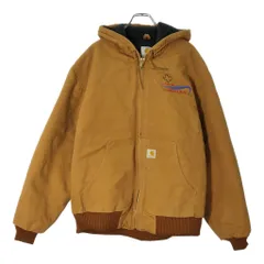 USA製 Carhartt カーハート アクティブジャケット 企業ロゴ ブラウン(メンズ XL)中古 古着 X1843