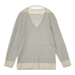 YURI+PARK ボーダー セーター ニット ベージュ ブルー レディース ユリパーク【中古】5-1129T∞