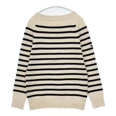 YURI+PARK イタリア製 メリノウール ボーダー セーター ニット アイボリー ネイビー レディース ユリパーク【中古】5-1129T∞