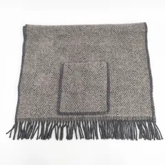 LAPUAN KANKURIT ポケットショール ブランケット マフラー ウール ストール ブラウン チャコールグレー レディース ラプアン カンクリ【中古】5-1120T◎