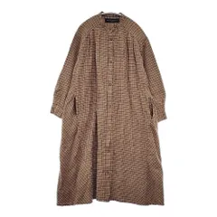 CHILD WOMAN ウールリネン チェック バンドカラーシャツワンピ ワンピース ベージュ ブラウン レディース チャイルドウーマン【中古】5-1128T♪のサムネイル