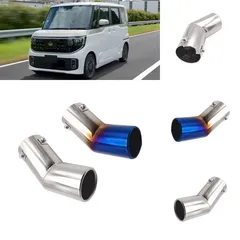 【送料無料】日産 ルークス ROOX 2025年式～ マフラーカッター リアエンドカバー ステンレス製 1点セット ボルト固定 取付簡単 排気口ドレスアップ 2色選択 銀色/焼きブルー 車種専用 外装パーツ