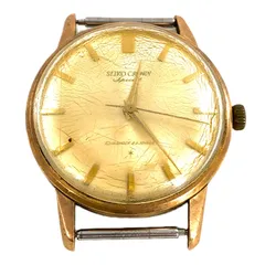 SEIKO セイコー クラウンスペシャル 15021 SS/手巻き ゴールド文字盤 メンズ腕時計 稼働品【PF-704】