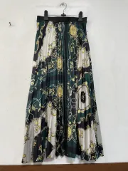 N5938 シルキーサテン느낌 プリーツ ロング スカート ラグジュアリースタイル