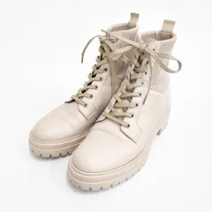 Gianvito Rossi シェル コンバットブーツ レザートリム レースアップブーツ サイドゴム サイズ39 ブーツ ベージュ レディース ジャンヴィトロッシ【中古】4-1219T◎のサムネイル