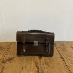 アンティーク レザー スクールバッグ 本革 ブラウン 茶色 当時物 学生鞄 昭和レトロ y516