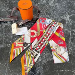 極美品】HERMES エルメス ツイリー ボルデュックリボン 赤オレンジ