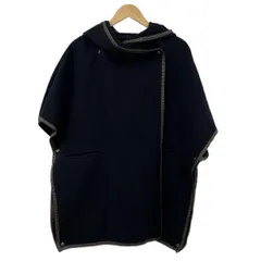 DEUXIEME CLASSE L'allure(ドゥーズィーエムクラスラリュー) ポンチョ レディース - 黒×ダークブラウン 一部レザー/秋/冬