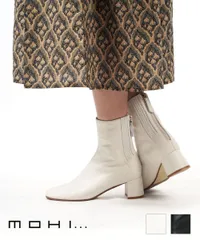 【30%OFF】モヒ MOHI ブーツ ミドルブーツ ショートブーツ レディース 牛革 レザー チャンキーヒール 厚底 白 黒 バックジップ・GU12-903-1-SE-0242302(レディース)