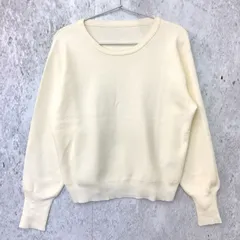 Re:EDIT リエディ ミラノリブ 袖 ボタン クルーネック ニット トップス アイボリー Mサイズ 〇◇