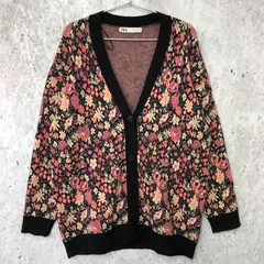 ZARA ザラ 花柄 ジャガード レーヨン ニット カーディガン マルチカラー Mサイズ 〇◇