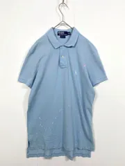 POLO RALPH LAUREN ポロ ラルフローレン コットン ポニー刺繍 ダメージ ポロシャツ sizeM/水色 ■■メンズ