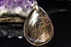 【１点物】シルバー925◇高発色 ブロンズルチルクォーツ　32x24mm　ドロップ ペンダントトップ パワーストーン 天然石 _PC8746