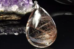 【１点物】シルバー925◇高発色 ブロンズルチルクォーツ　35x26mm　ドロップ ペンダントトップ パワーストーン 天然石 _PC8749