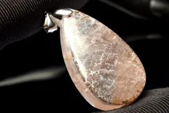 【１点物】シルバー925◇希少 デンドリティックローズクォーツ　35x21mm　ドロップ ペンダントトップ パワーストーン 天然石 _PC8858