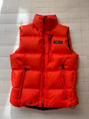 ト2512-④-5530 ラルフローレン　RLX アールエルエックス　ダウンベスト　隠しフード付き　オレンジ　XS