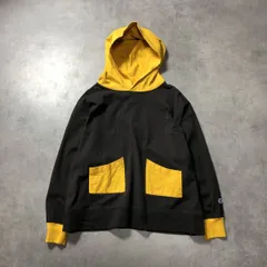 WQ1054●BEAMS BOY×CHAMPION： ツートンカラーパーカー ●S● チャコール/イエロー 配色 プルオーバーパーカー チャンピオンのサムネイル