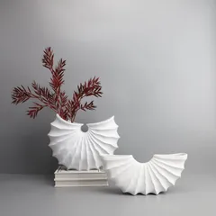【2025新品?未使用】 花瓶 フラワーベース 巻き貝 扇形 生花 ドライフラワー インテリア 雑貨 玄関 リビング おしゃれ 北欧 モダン シンプ