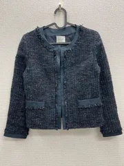 18 大人気　プラステ　plst ネイビー　ツイードジャケット　サイズ0 上品　ラメ