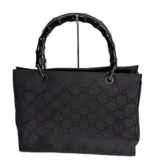 GUCCI グッチ 002・1016 ハンドバッグ ブラック イカットナイロンキャンバス/バンブー レディース