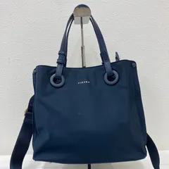 8341　FIRANO　フィラノ　ハンドバッグ　 2way　ショルダーバッグ　ネイビー系　 紺　ナイロン　レザー　無地　ロゴ　 レディース