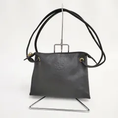 IL BISONTE レザーバッグ ポーチ 革 肩掛け ショルダーバッグ ブラック レディース イルビゾンテ【中古】5-0804G◎