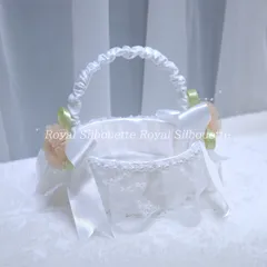 【新品?未使用】 バスケット かご ウェディング 花かご 白 レース パール ホワイト 子供 結婚式 フラワーガール リングボーイ 手提げ 丸型 