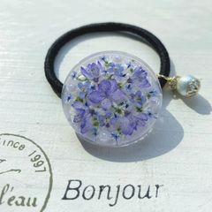 花かんざし⌘パープル 薄紫 お花 レジン ヘアゴム パール ビジュー