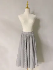 未使用に近い★★FOXEY/フォクシー	Skirt(Stripe Circular)　 34202 スカート ストライプサーキュラー ホワイト×ブラック コットン ふんわりフレア 40★参考価格：74,000円