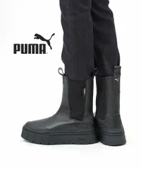 【30%OFF】プーマ PUMA ブーツ チェルシーブーツ 厚底 ミドルブーツ サイドドア スエード カジュアル ブラック シューズ ミドル丈 脚長 メイズ スタック チェルシー ウィメンズ・386272-0122302(レディース)(D-4)