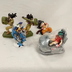 中古品・ドラゴンボール フィギュア 5点セット（青いメカに乗った孫悟空と孫悟飯・ブルマ・ヤムチャ 等 S058