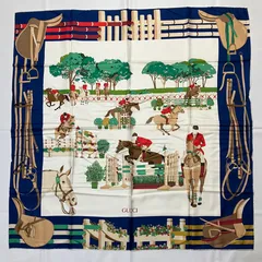 2511-174｜美品｜グッチ スカーフ シルク ネイビー タグあり
