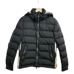 ブラックレーベルクレストブリッジ ダウンジャケット サイズM メンズ美品  - 黒×ベージュ×マルチ 長袖/冬/フード取り外し可/チェック柄