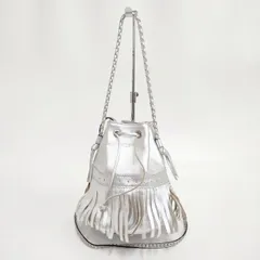 J&M Davidson カーニバル フリンジ スタッズ レザー ショルダー トートバッグ シルバー レディース ジェイアンドエムデヴィッドソン【中古】5-0423G∞